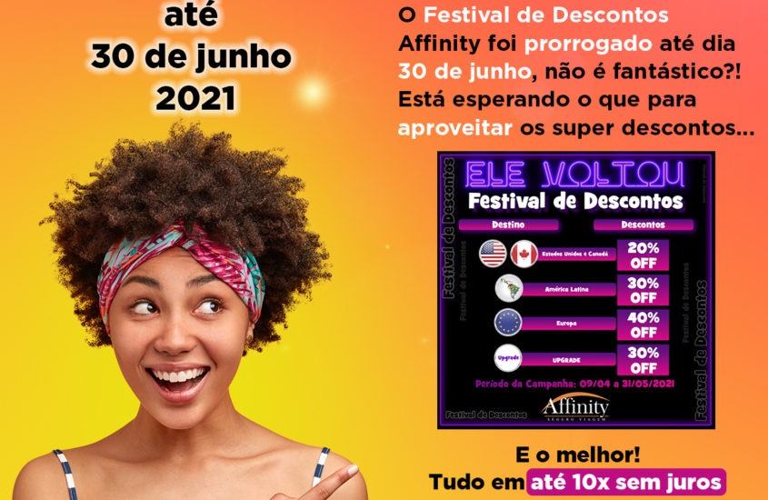 Affinity Seguro Viagem prorroga Festival de Descontos