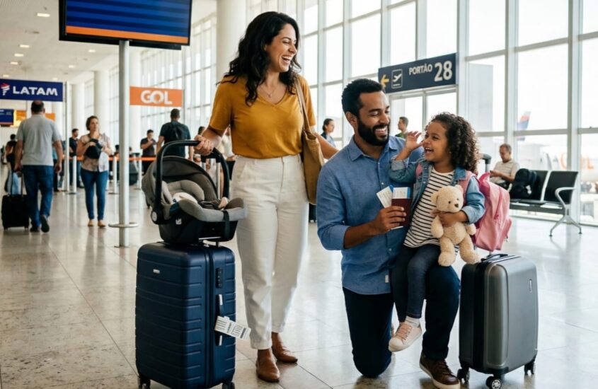 Criança paga passagem de avião? Conheça as taxas e regras para viajar em família